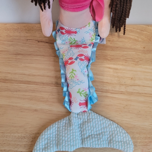 Preppy Pelican Dark Brown Hair Plush Mermaid Doll 18" Stuffed Toy Weighted Tail - Picture 4 of 7
